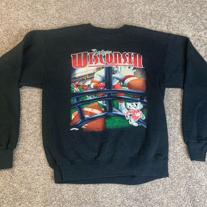 Wisconsin Badgers Mens Sweatshirt Black College NCAA Lee Sport Crew Neck XL